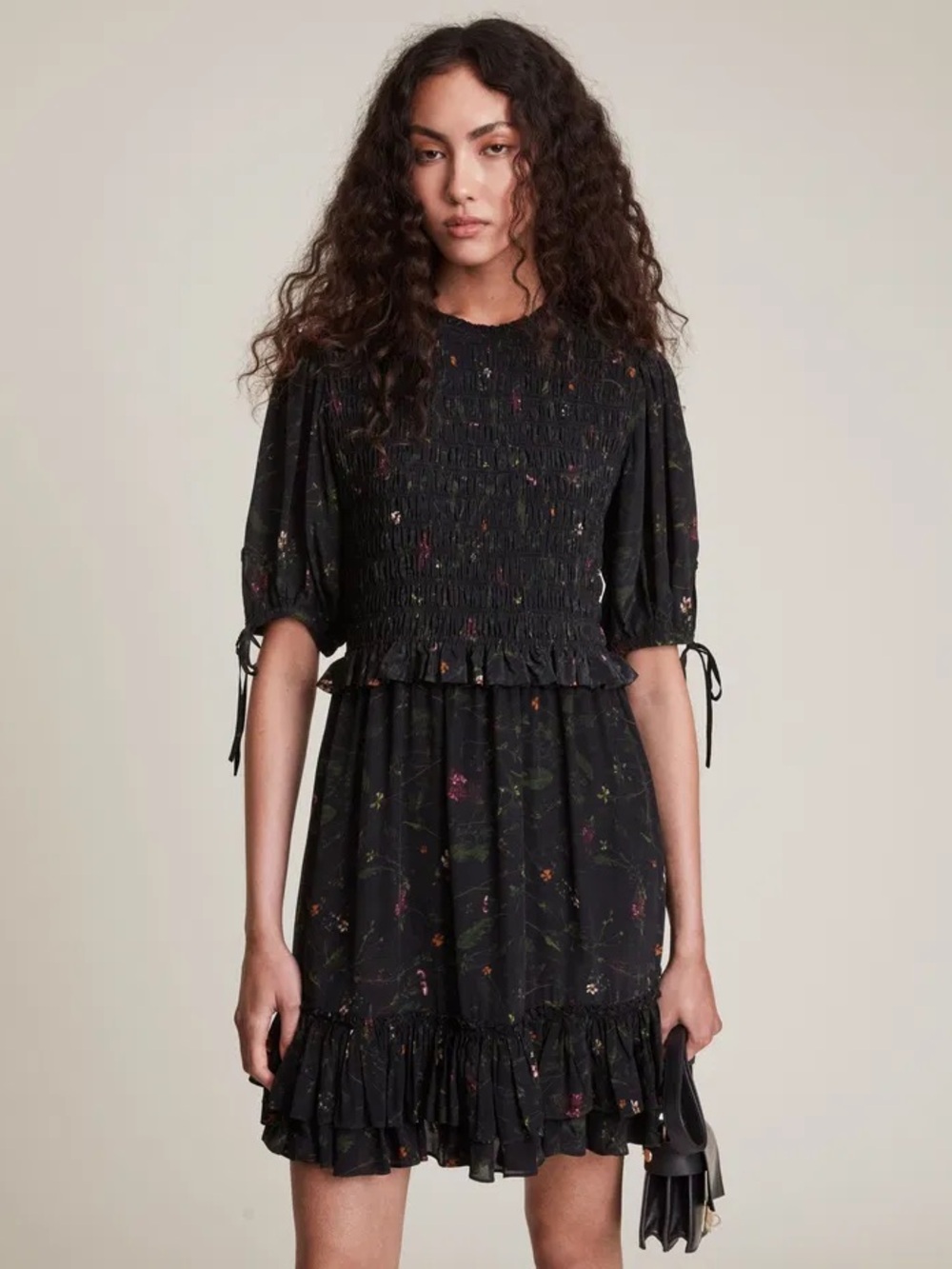 All Saints | L | Black Jaya Heligan Mini Dress in black